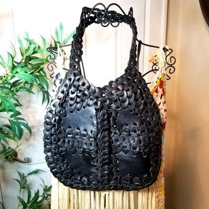 Shoulder Bag Loop Chain Link Leather